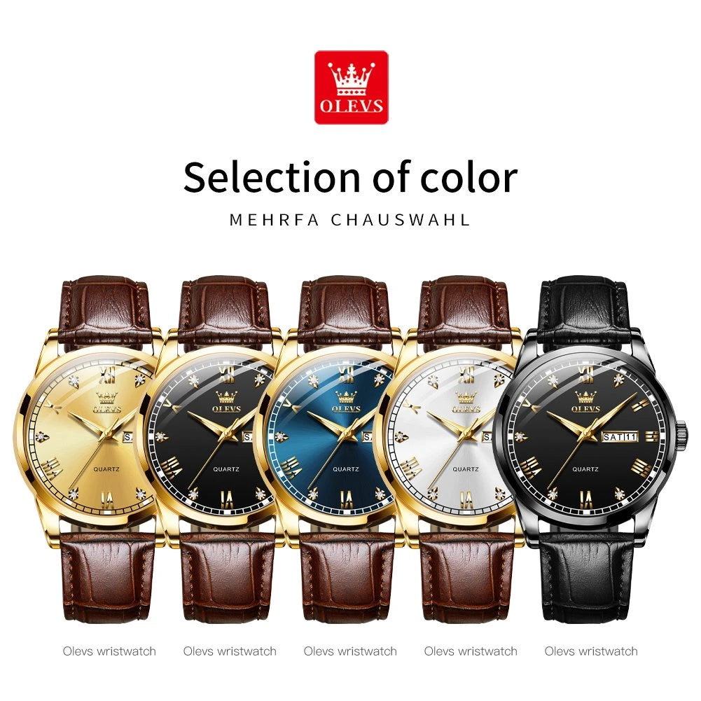 OLEVS Watches for Men Minimalist Ultra Thin Fashion Casual Analog Quartz Date Watch Waterproof Slim Simple Big Face Dress Mens Wrist Watches with Retro Leather Band for Men Reloj para Hombre