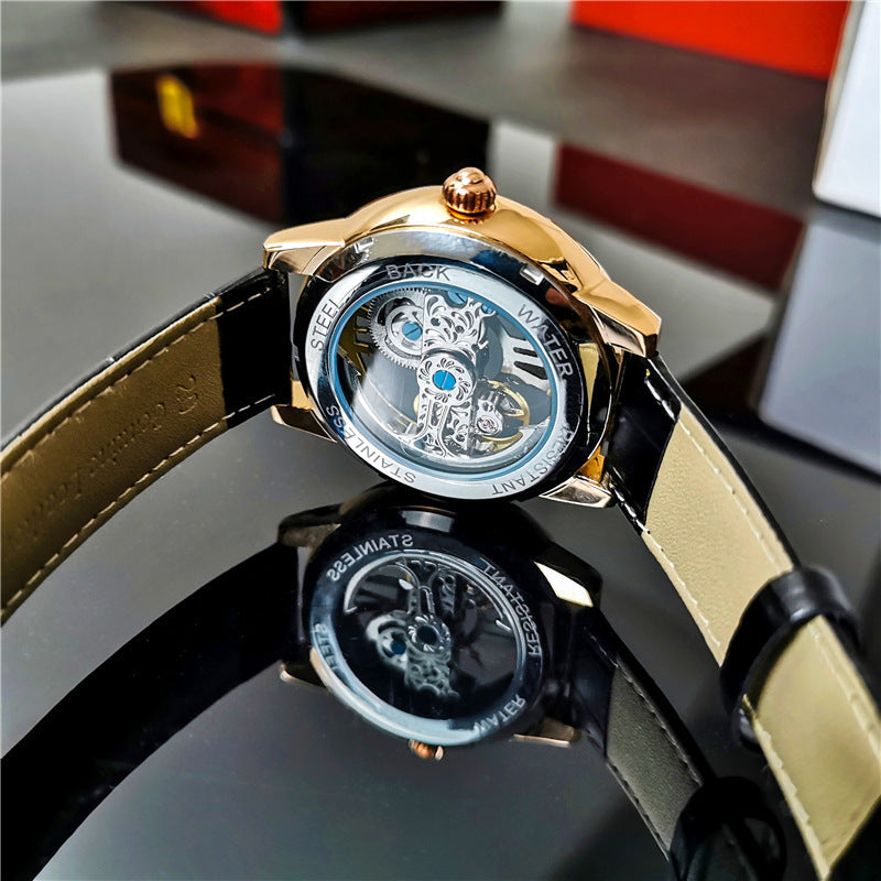Men's Linear Skeleton Watch | Bridge Movement Automatic | Transparent Exhibition Case