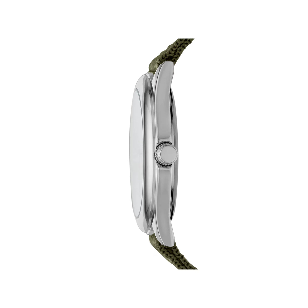 GEORGE Men's Watch: Silvertone Case, White Easy Read Dial, Olive Green Nylon Strap (FMDOGE006)