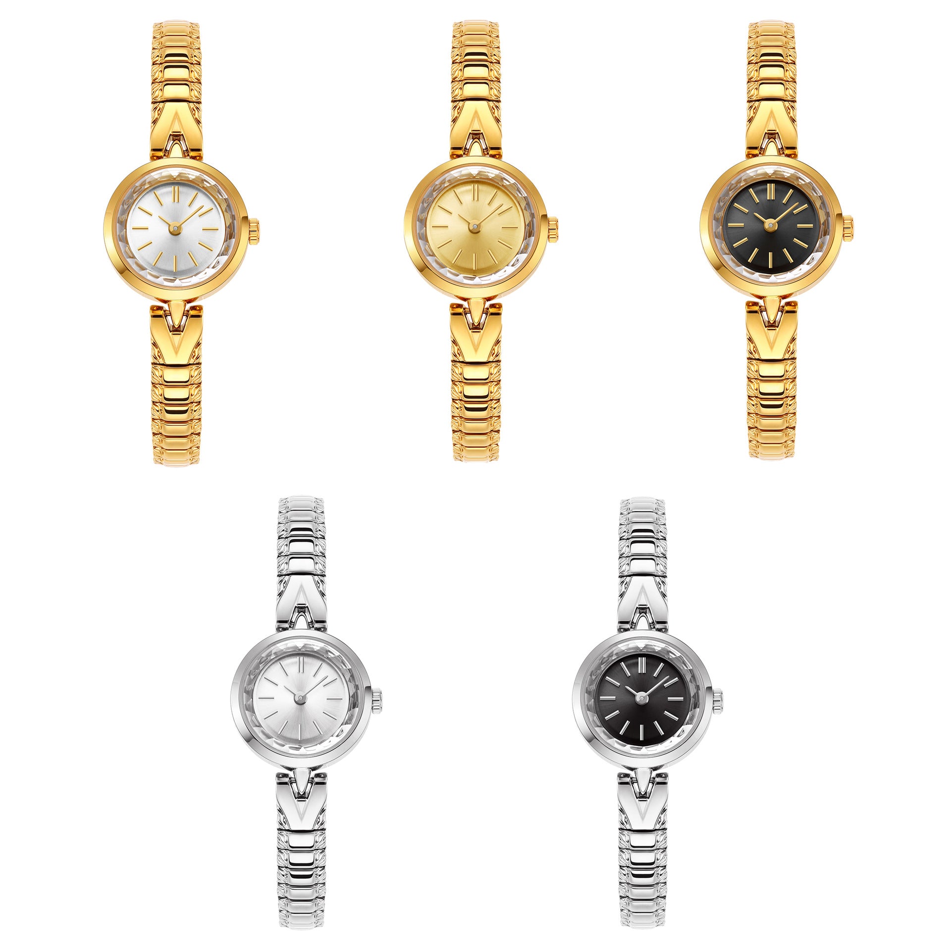 Womens Kaleidoscope Dial Vintage-style Quartz Gold Watch