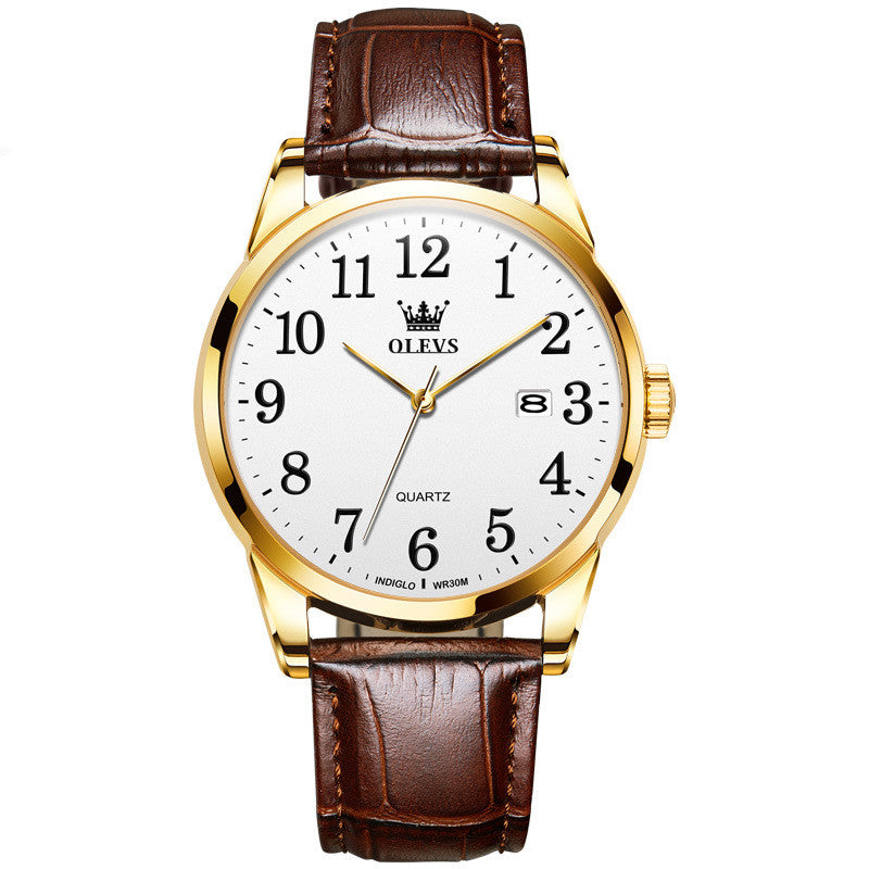 Men's 39mm Minimalist Leather Quartz Watch | 9mm Ultra-Slim