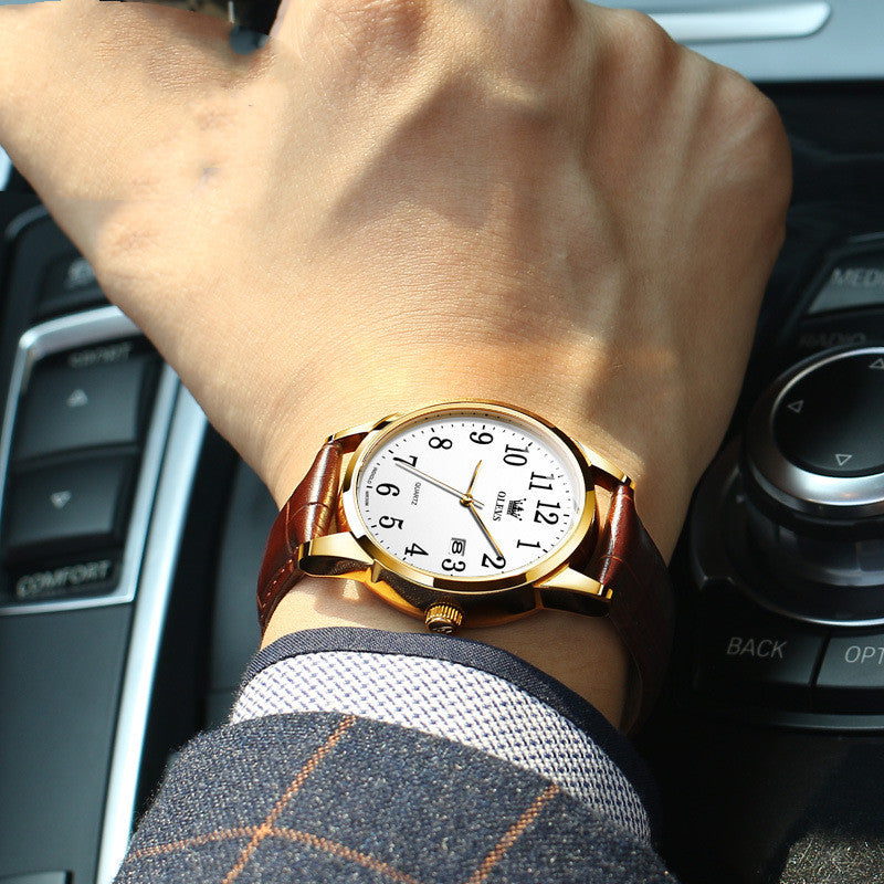 Men's 39mm Minimalist Leather Quartz Watch | 9mm Ultra-Slim