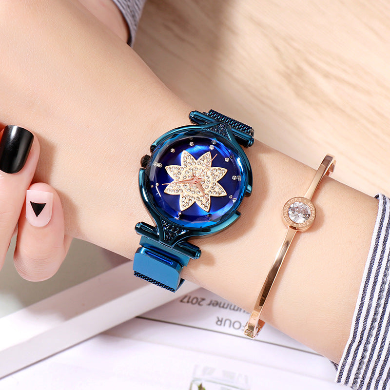 Magnetic "Lazy" Mesh Watch: 37mm Starry Dial | Effortless Magnetic Clasp | Korean Style