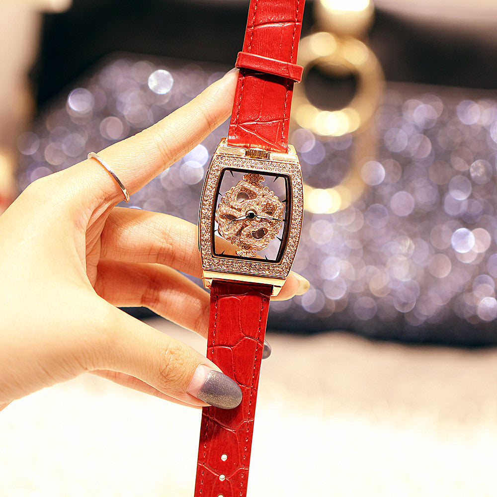 Floral Diamond Ladies Watch: 33mm Relief Dial | Crystal Indices | Magnetic & Leather Options