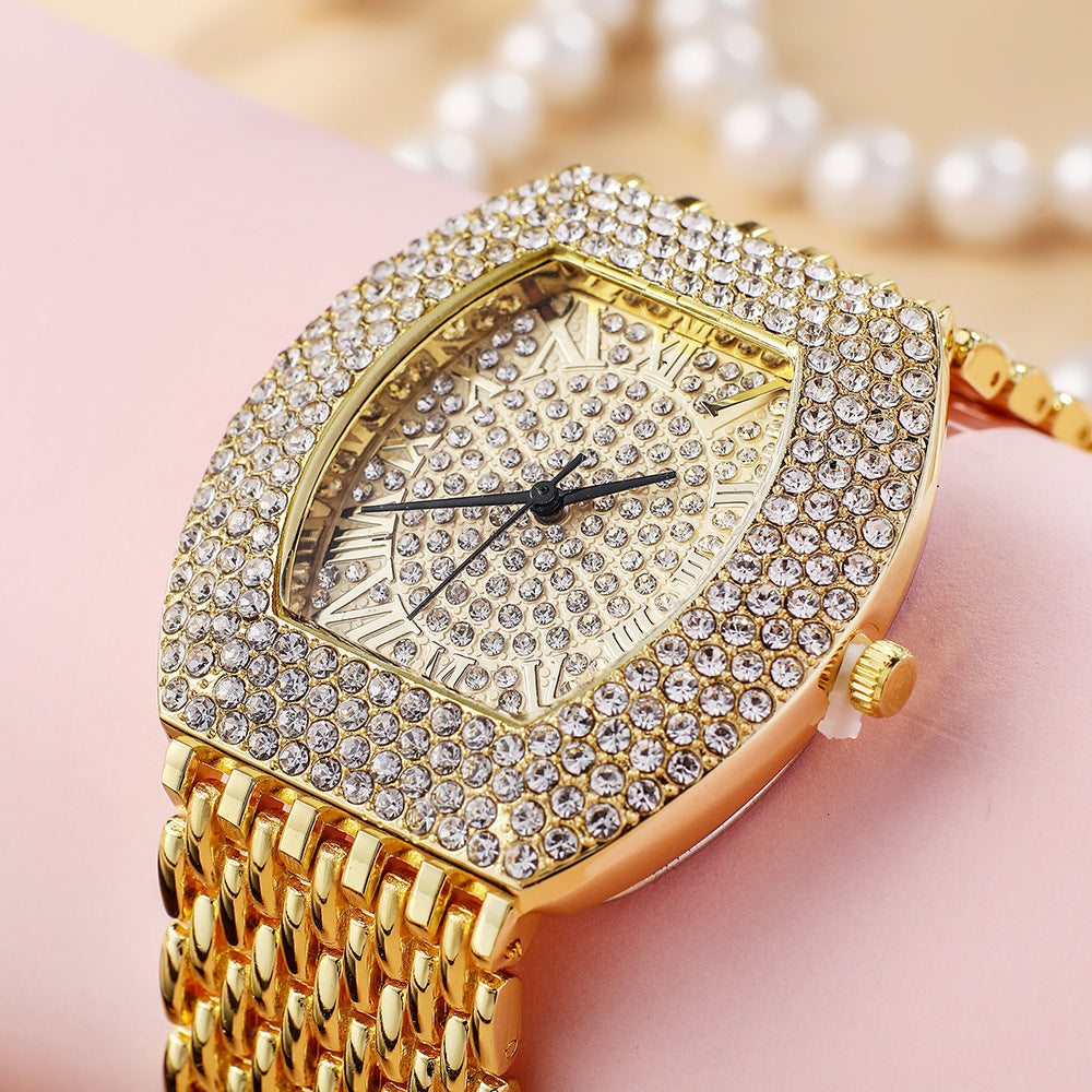 Luxury "Gypsophila" Iced-Out Watch: 36mm Round Case | Full Diamond Dial | Wide 23mm Link Strap