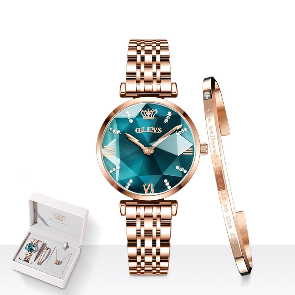 Ladies Light Luxury Quartz Watch – Waterproof Stainless Steel Timepiece with Zircon Accents