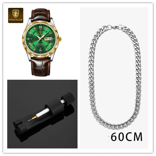 Men's Oversized Leather Watch | 47mm Big Face Chronograph Style | Luxury Quartz