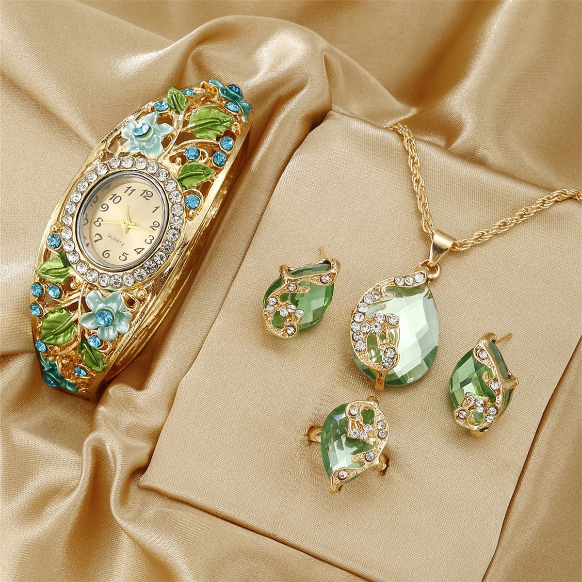 Luxury Gift Set: Petite Square Watch + Heart Jewelry Suite | The Complete Look