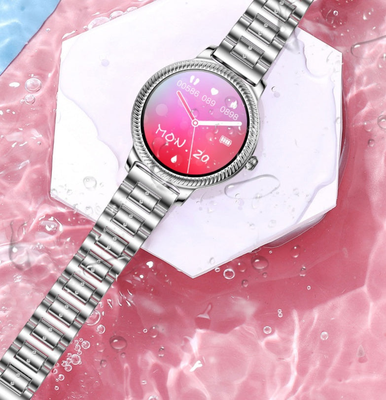 Ladies AK38 Smart Watch – Fashion Personality Stainless Steel Fitness Tracker with 1.09" Color Screen