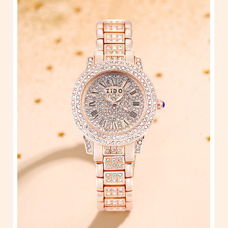 Fashionable Diamond-Encrusted Sports Watch For Women