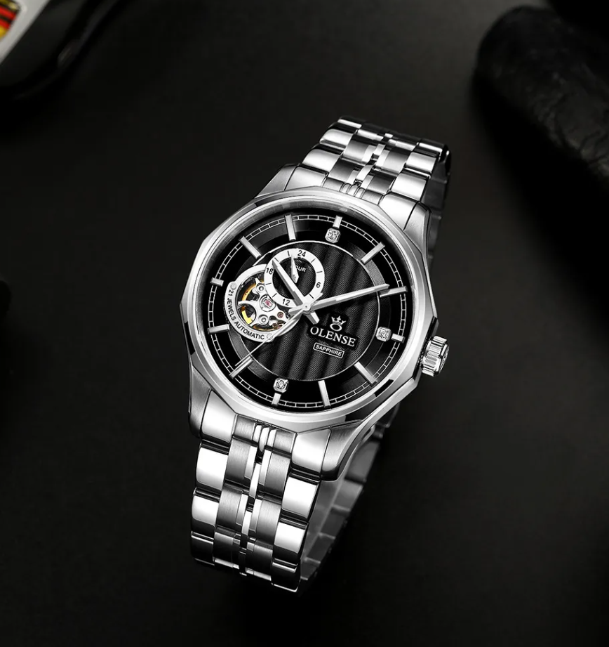 Men's Automatic Mechanical Watch – Premium 316L Stainless Steel Skeleton Watch with Sapphire Glass