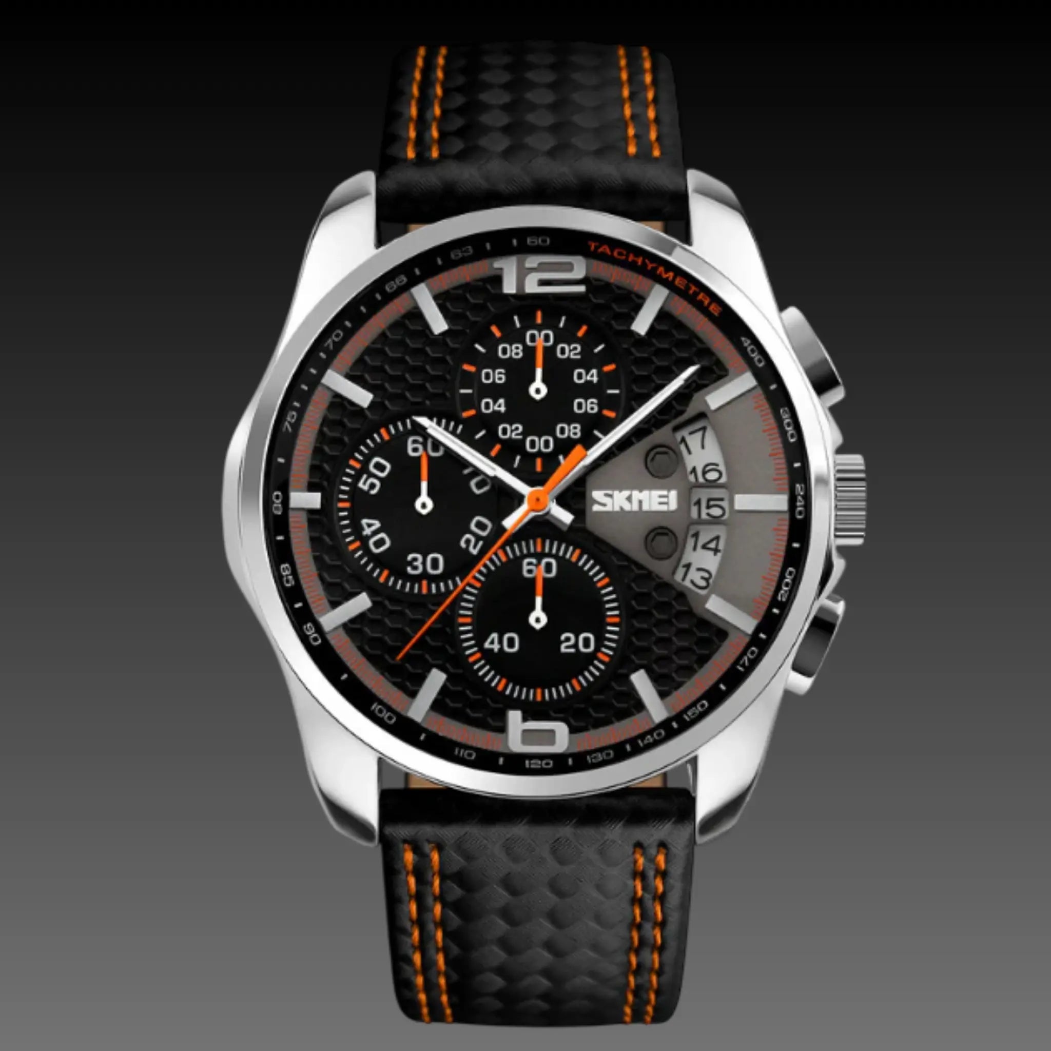 Men's Military Field Watch | Genuine Leather Strap | 46mm Analog Date Quartz