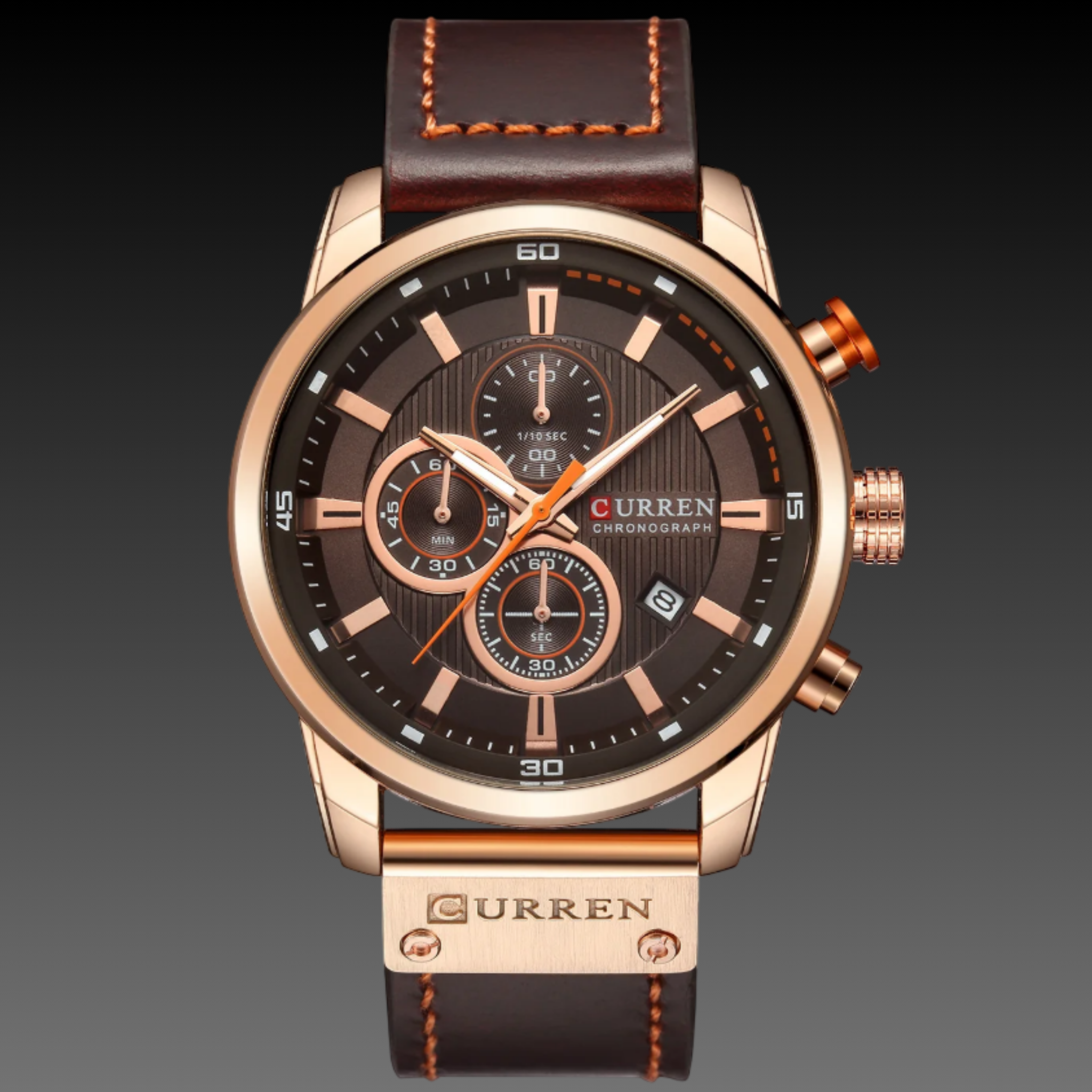 Men’s oversized military pilot watch 47mm in coffee leather strap