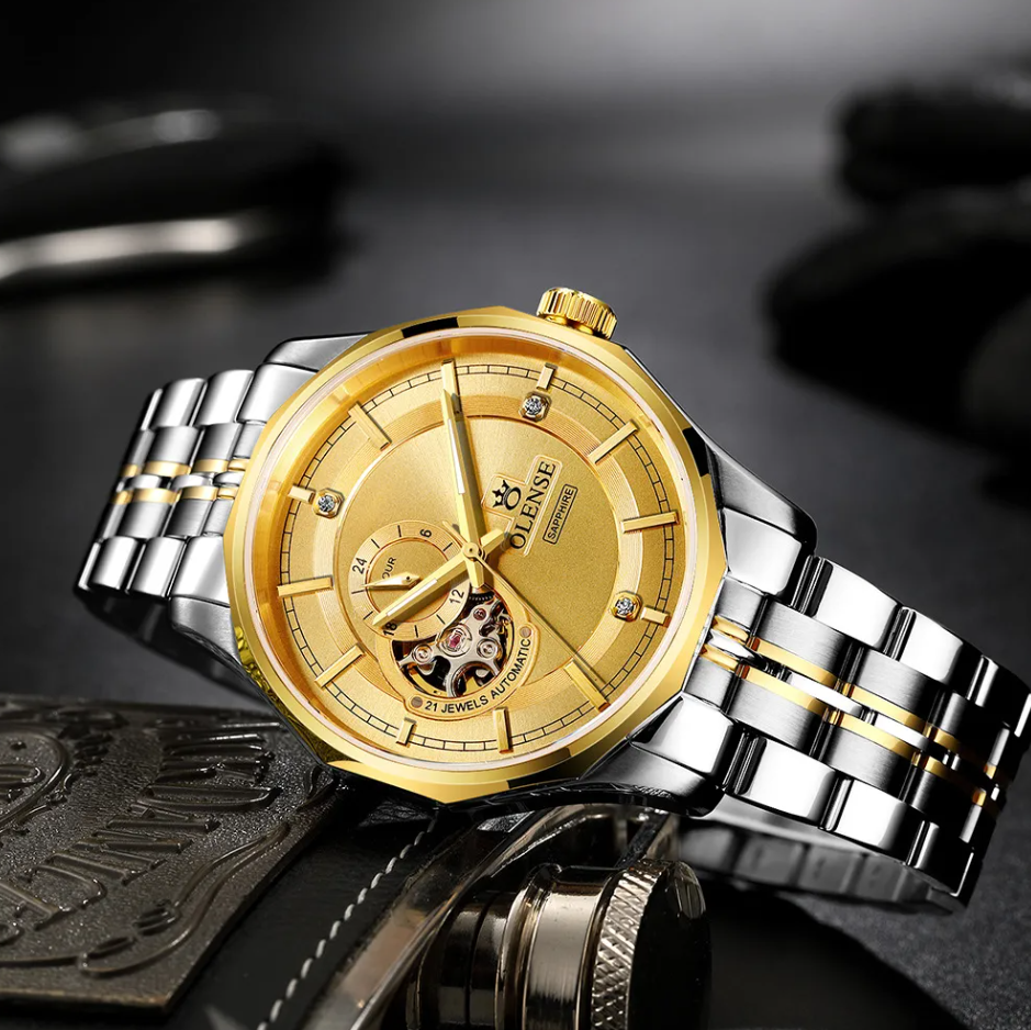 Men's Automatic Mechanical Watch – Premium 316L Stainless Steel Skeleton Watch with Sapphire Glass