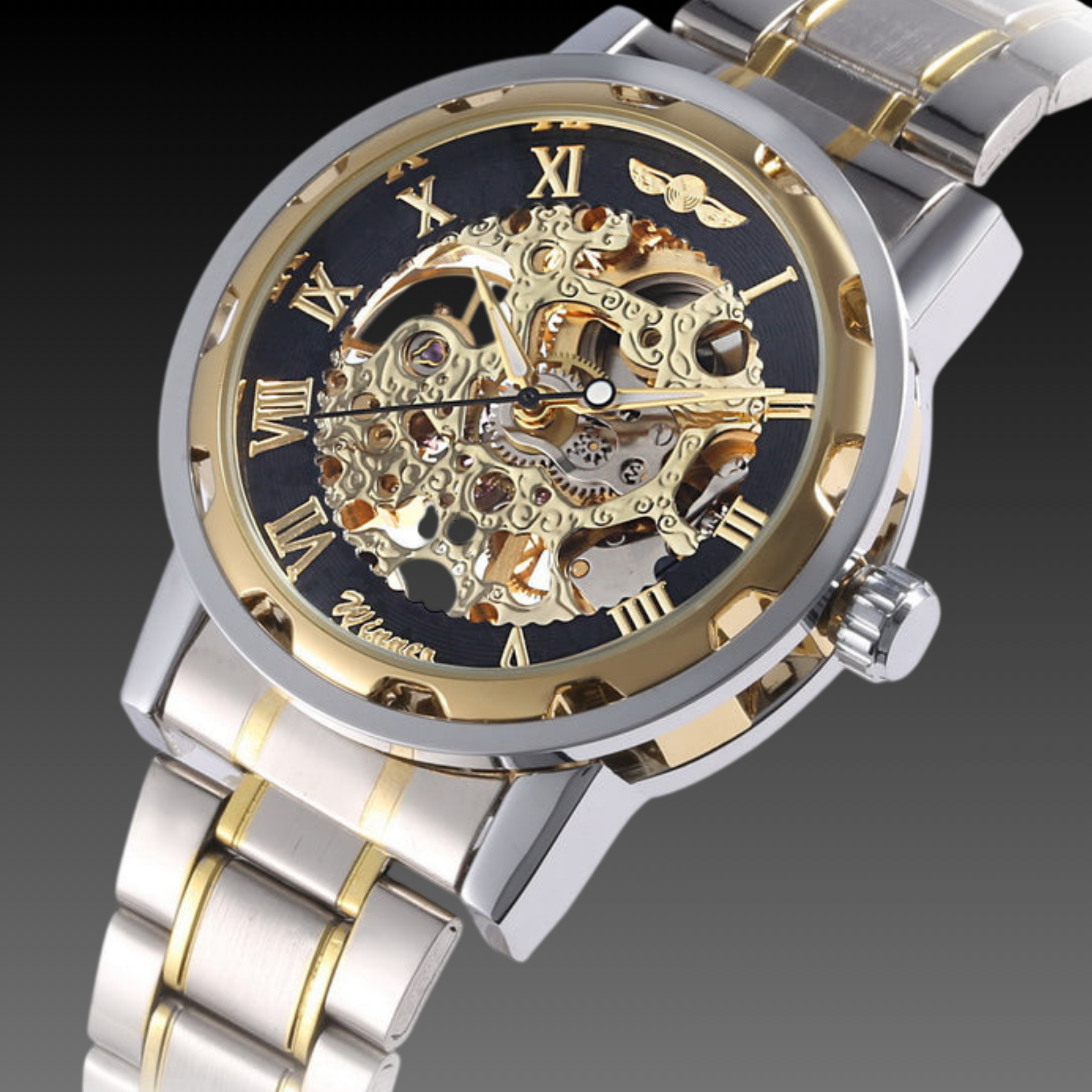 Men's Classic Engraved Skeleton Watch | Hand-Wind Mechanical | Luxury Exhibition Dial