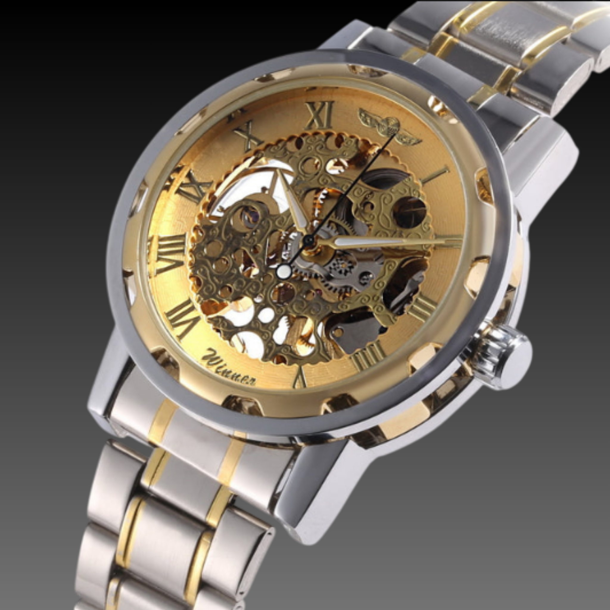 Men's Classic Engraved Skeleton Watch | Hand-Wind Mechanical | Luxury Exhibition Dial