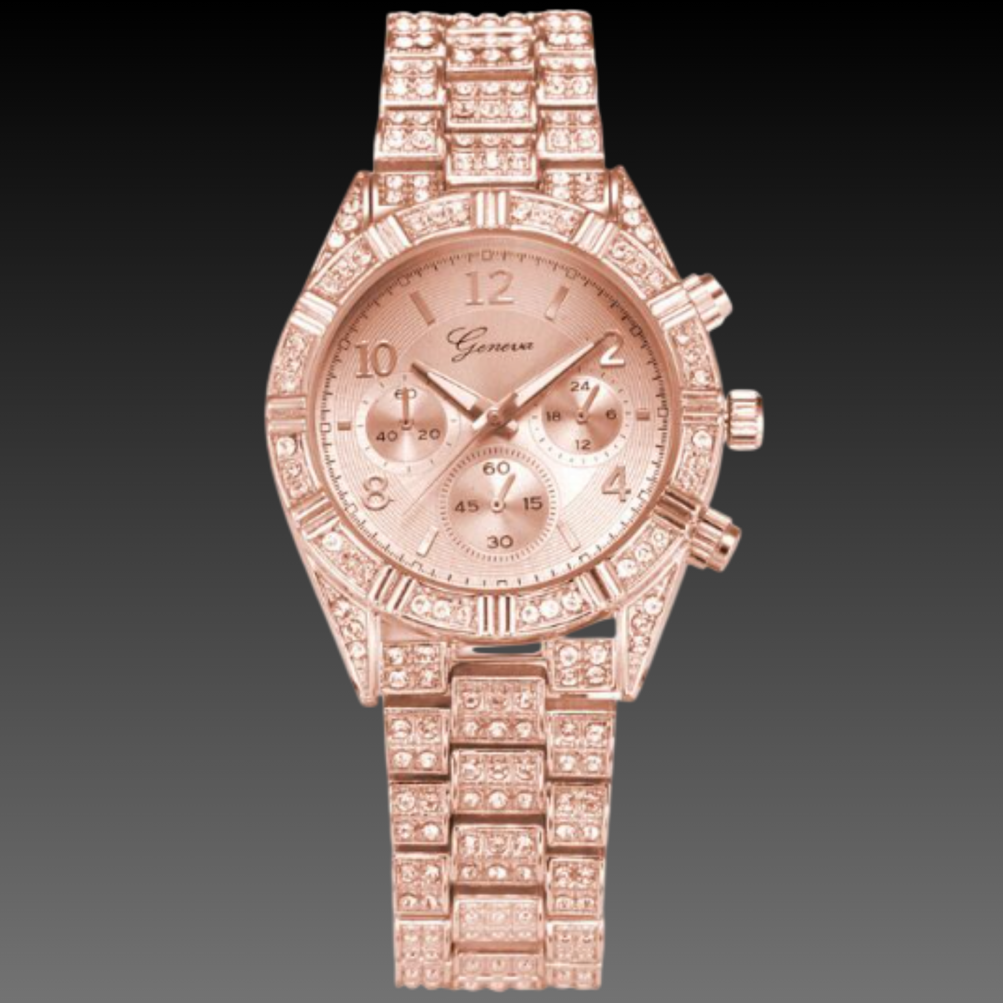 Women's Crystal Geneva Watch | Luxury Gold Tone Rhinestone Analog | Bling Fashion Timepiece